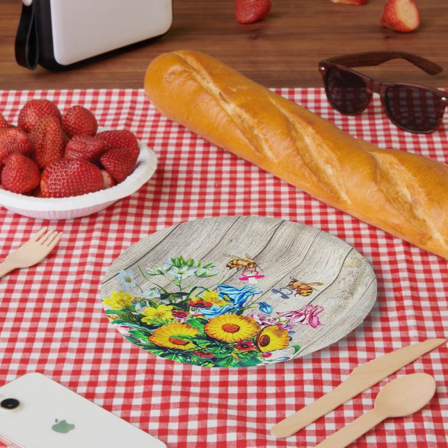 Babyduschbienen Twins Rustikaler Schnuller Pappteller (Picknick)