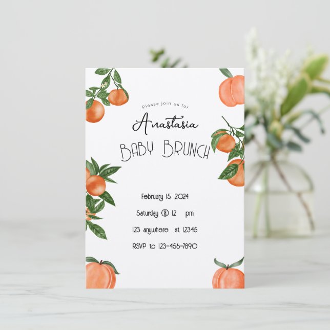 Babyduschbrunch oder WEdding Brunch Einladung (Stehend Vorderseite)