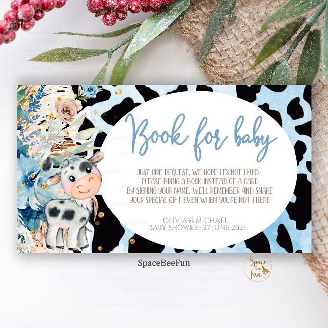 Babyduschbuch für Babynahrung Enclosu Begleitkarte (Holy Cow Baby Shower,Boy Boho,book for baby Request,Enclosure Card,Baby Shower ,Boho Baby Shower,Cut)