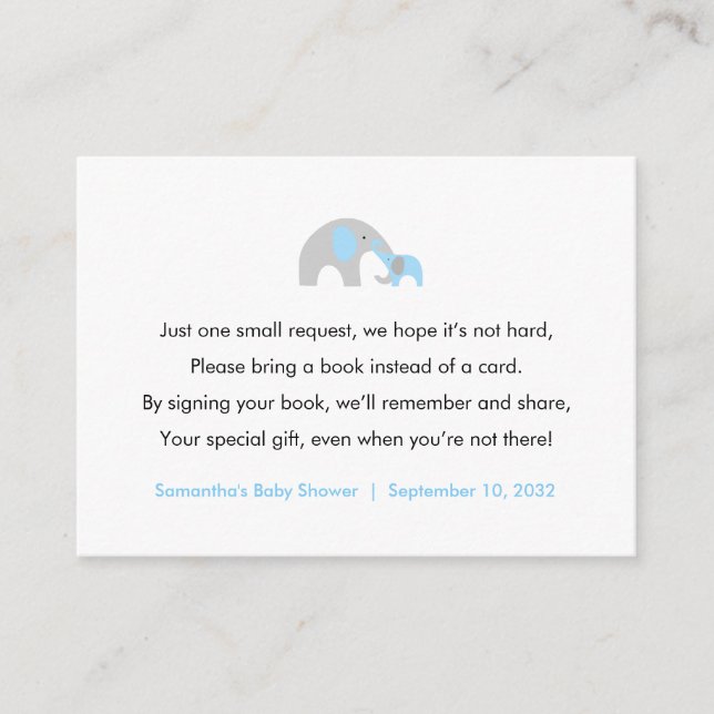 Babyduschbücher Begleitkarte (Vorderseite)