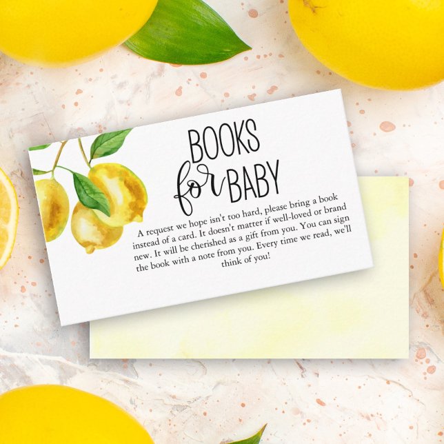 Babyduschbücher für Baby Lemon Watercolor Begleitkarte (Lemon watercolor books for baby enclosure card for your baby shower.)