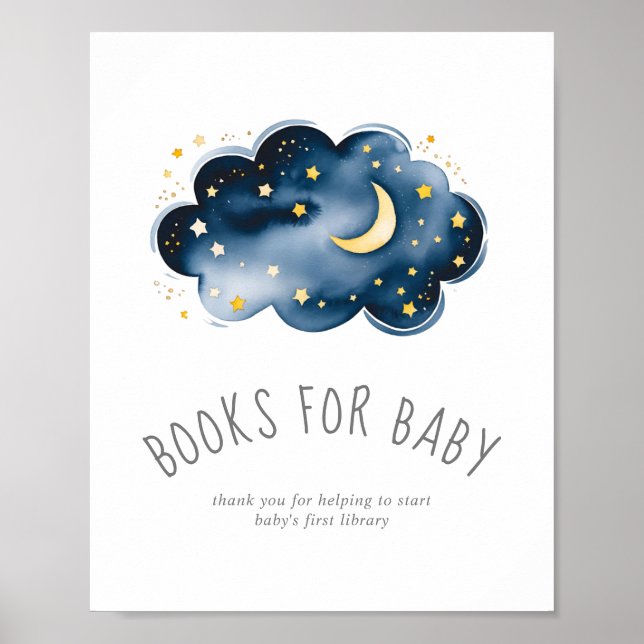 Babyduschbücher für das Baby-Zeichen für Mond und  Poster (Vorne)