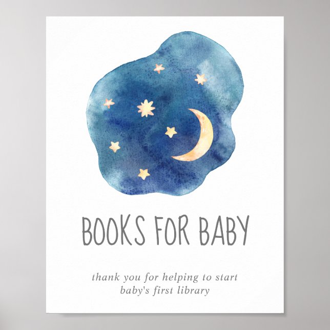 Babyduschbücher für das Baby-Zeichen für Mond und  Poster (Vorne)