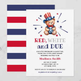 Babydusche 4. Juli Bärenrot weiß und angemessen Einladung