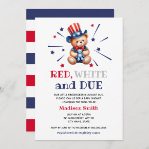 Babydusche 4. Juli Bärenrot weiß und angemessen Einladung