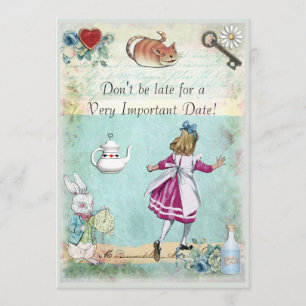 Babydusche Alice im Wunderland nicht zu spät Einladung