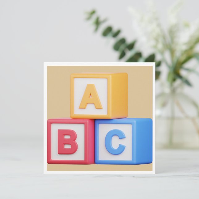 Babydusche - Alphabet Blocks Luncheon Dankeskarte (Stehend Vorderseite)
