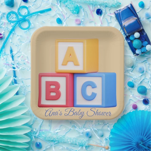Babydusche - Alphabet Blocks Luncheon Pappteller (Party)