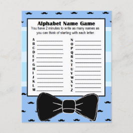 Babydusche Alphabet Name BINGO Game Mustache Flyer