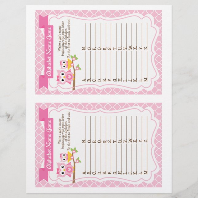 Babydusche Alphabet Name Game (Vorderseite)