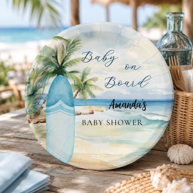 Babydusche an Bord der Surfbretter Pappteller (Von Creator hochgeladen)