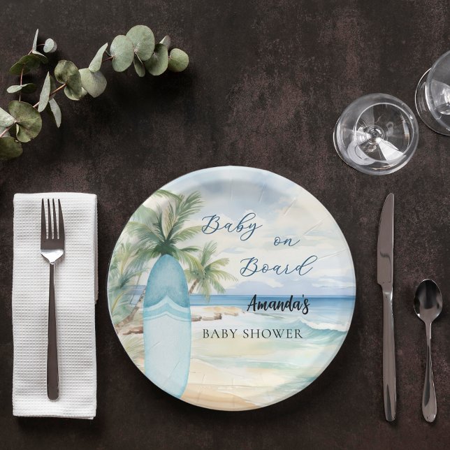 Babydusche an Bord der Surfbretter Pappteller (Von Creator hochgeladen)