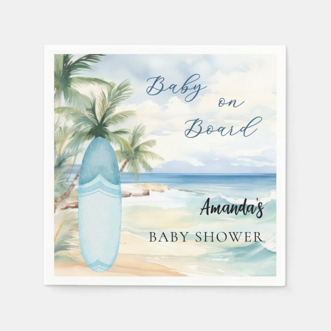 Babydusche an Bord der Surfbretter Serviette (Vorderseite)