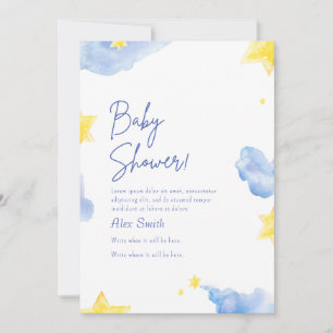 Babydusche Aquarellblau Einladung