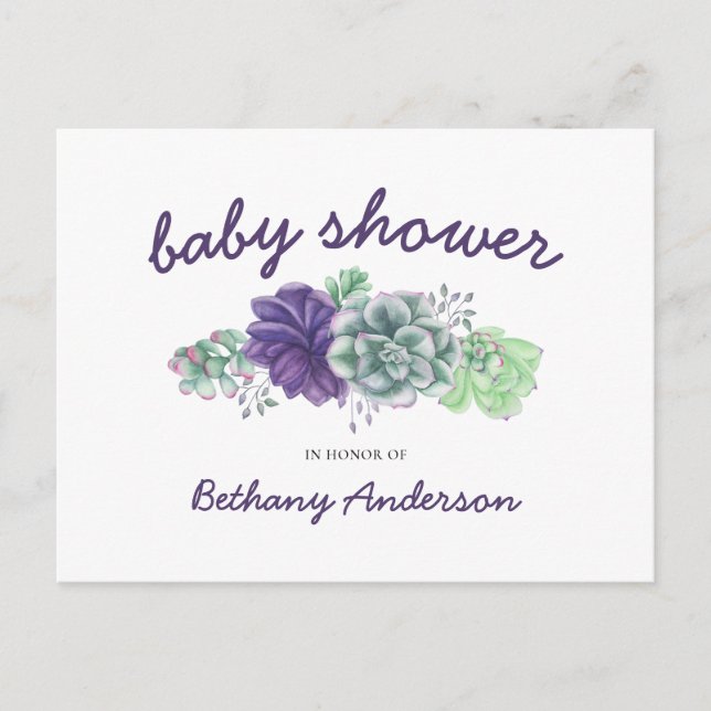 Babydusche Aquarellgarland Einladungspostkarte (Vorderseite)