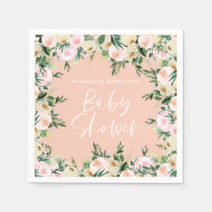 Babydusche Aquarellpfirsichgrün Girl Serviette
