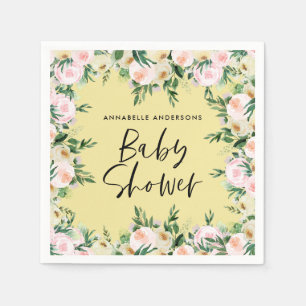 Babydusche Aquarellpinke grimmig Blumenschrift Serviette