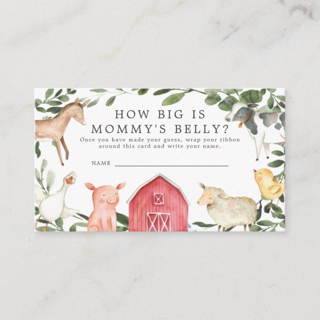 Babydusche auf Bauernhof Wie groß ist Mama's Bauch Begleitkarte (Vorderseite)