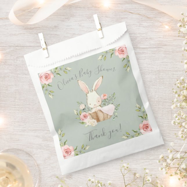 Babydusche auf dem Sage Green Bunny Rabbit Geschenktütchen (Ausgeschnitten)