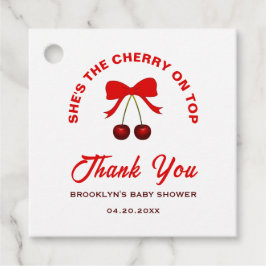 Babydusche auf der oberen Red Coquette Bow Girl Geschenkanhänger