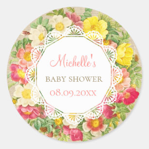 Babydusche Aufkleber für rustikale Blumenkronen