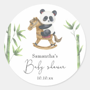 Babydusche aus Bambus und Panda Bear Runder Aufkleber