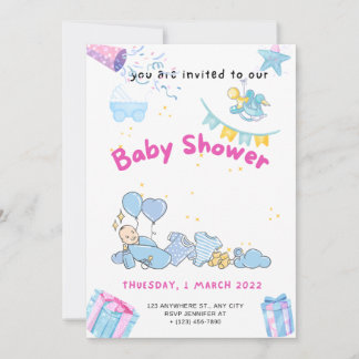 Babydusche aus Bärenblasen in einer Einladung