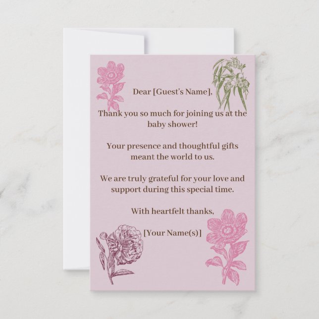 Babydusche aus Botanischem Peony Eucalyptus Dankeskarte (Vorderseite)