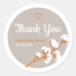 Babydusche aus Cotton Branch Runder Aufkleber