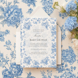 Babydusche aus französischem Toile Einladung