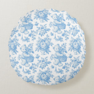 Babydusche aus französischem Toile Rundes Kissen