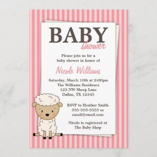 Babydusche aus Girl Lamb Rosa Einladungen