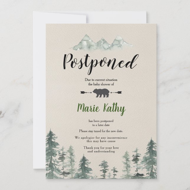 Babydusche aus Grünem Wald Zurückgestellt Ankündig Einladung (Vorderseite)