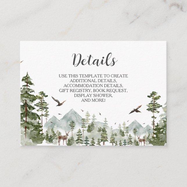 Babydusche aus Kiefernwald Details Begleitkarte (Vorderseite)