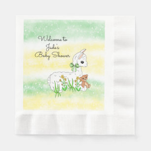 Babydusche aus Llama und Teddy Bear Serviette