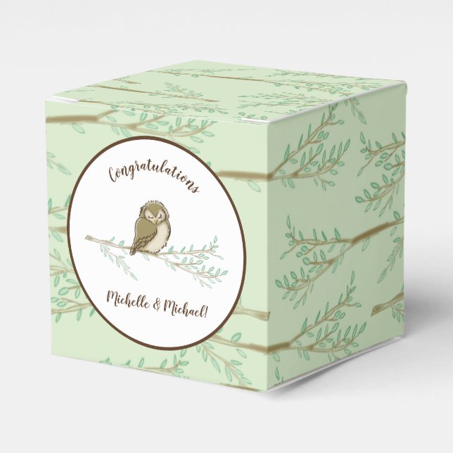 Babydusche aus Owl Woodland Geschenkschachtel (Vorderseite)