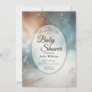 Babydusche aus Sage und Terracotta Stardust Skies Einladung