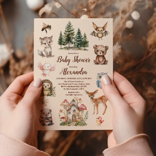 Babydusche aus Watercolor Boy Woodland Einladung