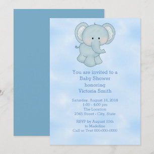 Babydusche Baby Boy Blue Elephant Einladung