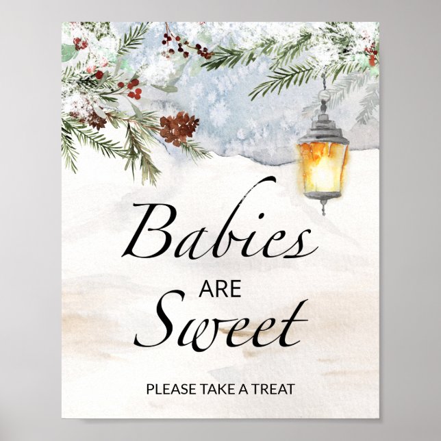 Babydusche Babys nehmen eine Leckerei Poster (Vorne)
