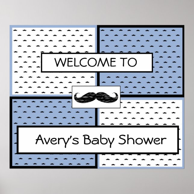 Babydusche Banner Poster Mustache Themed (Vorne)