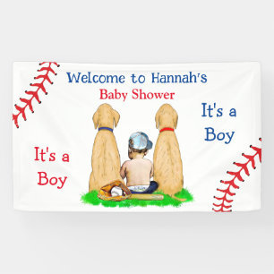 Babydusche Baseball 2 Labradore und Baby Banner
