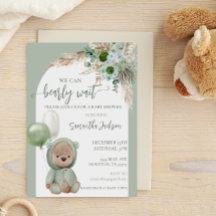 Babydusche Bearly Wait Green Boho Bear