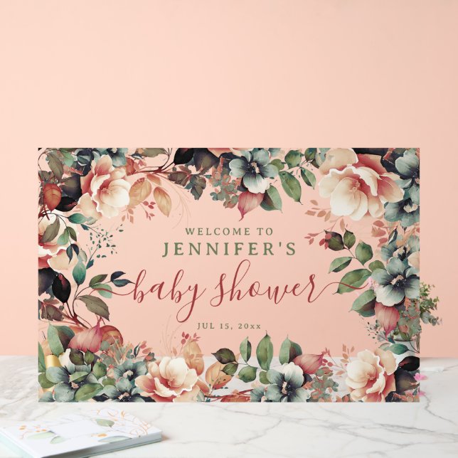 Babydusche Begrüßung Boho Garden Floral Acrylschild (Hochzeit)