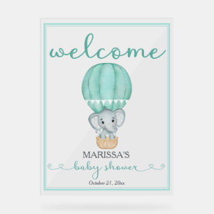 Babydusche Begrüßungsgrüne Elefant Acrylschild