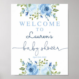 Babydusche Begrüßungsschild, blau Poster