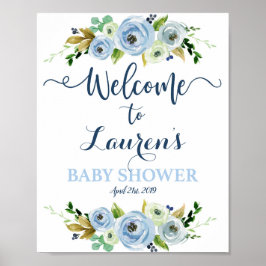Babydusche Begrüßungsschild, blau Poster