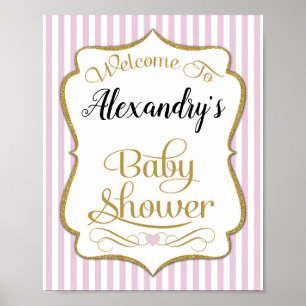 Babydusche Begrüßungszeichen Rosa Gold Elegant Poster