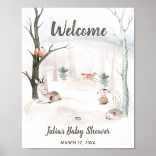Babydusche Begrüßungszeichen, Waldtiere Poster