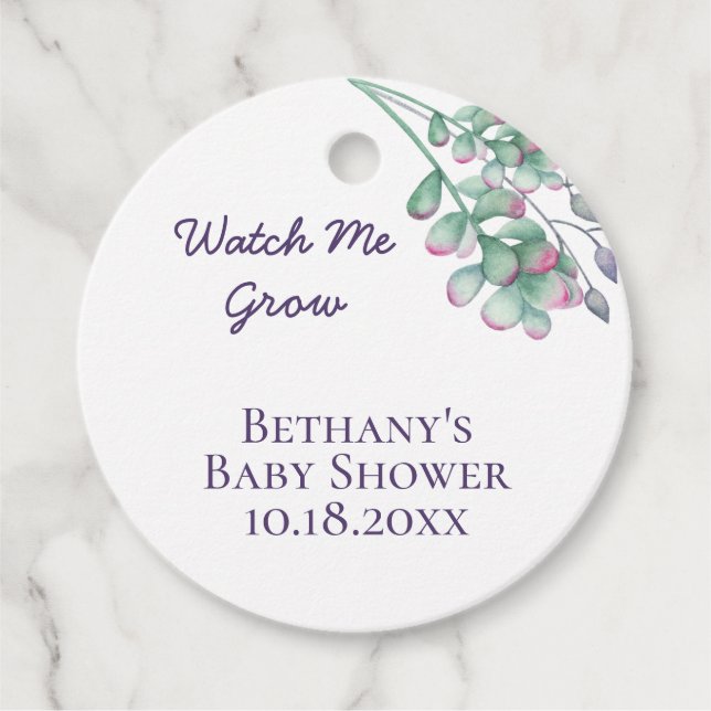 Babydusche beobachten, wie ich Wasser-Farbe-Sukkul Geschenkanhänger (Vorderseite)